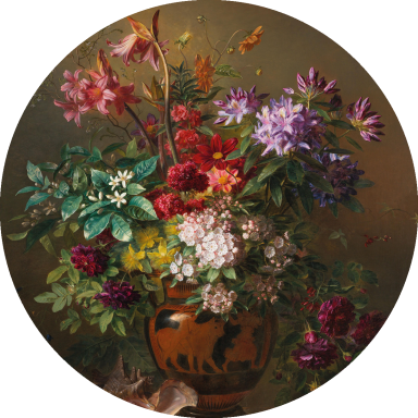 Muurcirkel Stilleven met bloemen